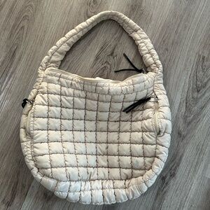 Free People off white Quilted Carry On Beige Guc